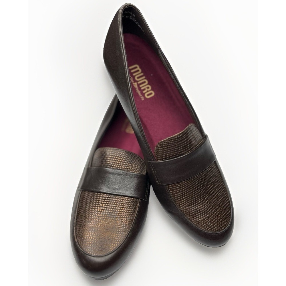 Munro Maren Loafers Womens 8.5 M Brown Leather Comfort Shoes Made in USA